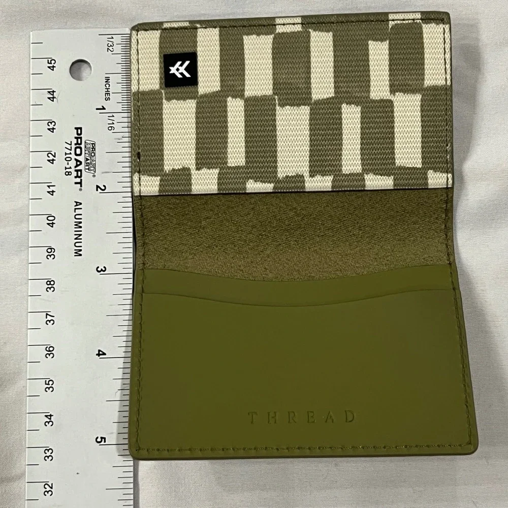 Thread Scout Bifold Wallet Olive‎ Green Checkerboard Pattern
